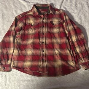 Orvis Red and Cream Heavy Plaid Men's Shirt